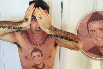 Robbie Williams se tatuó su propio rostro