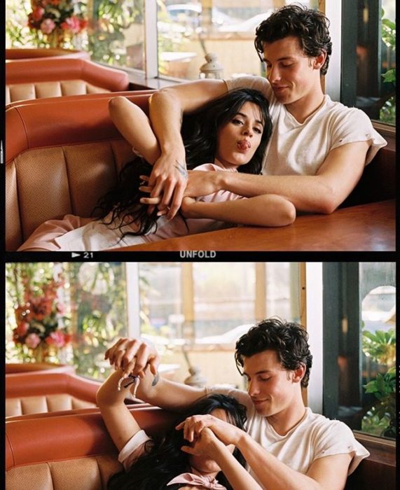 Shawn Mendes con Camila Cabello abrazados