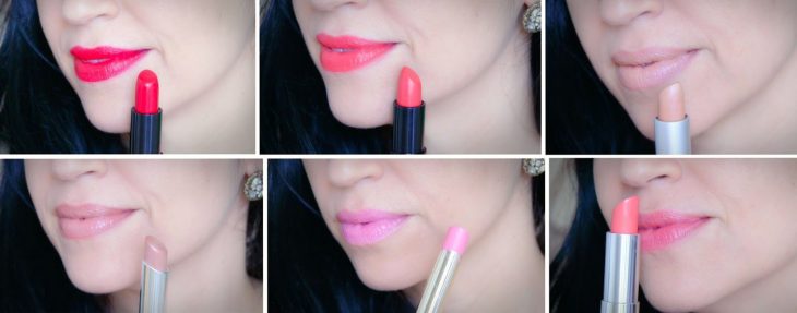 Chica mostrando diferentes tonos de labial 