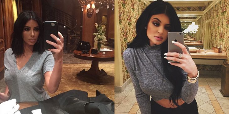 Comparación de Kim Kardashian y Kylie Jenner usando atuendos similares 