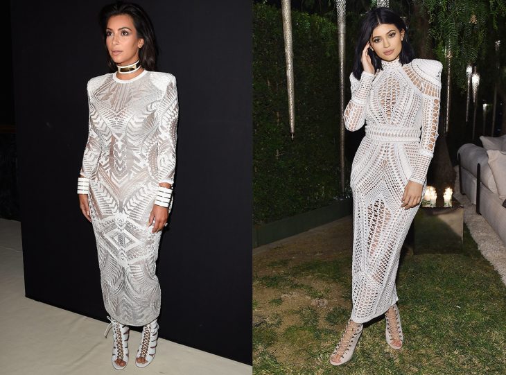 Comparación de Kim Kardashian y Kylie Jenner usando atuendos similares 