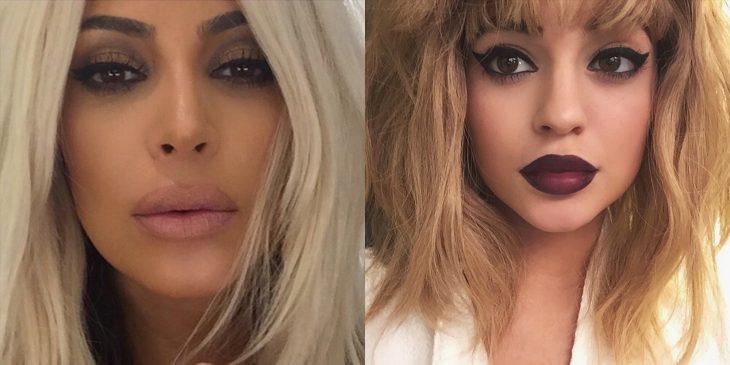 Comparación de Kim Kardashian y Kylie Jenner usando atuendos similares 