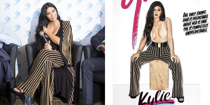 Comparación de Kim Kardashian y Kylie Jenner usando atuendos similares 