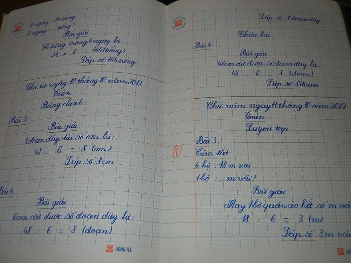 Cuaderno con notas escritas con una caligrafía perfecta 