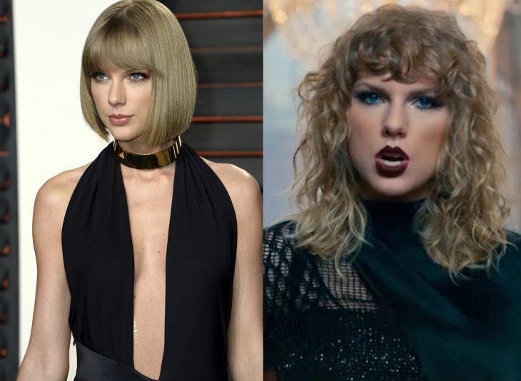 Taylor Swift mostrando sus dos cambios de cabello 