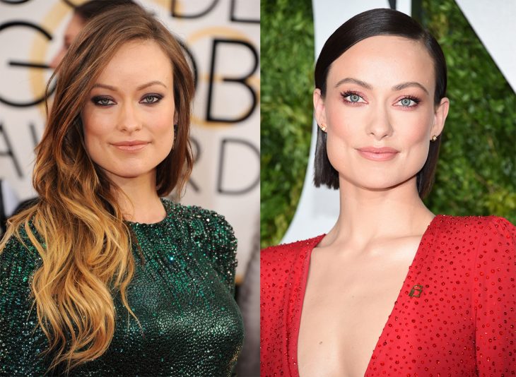 Olivia Wilde mostrando sus dos cambios de cabello 