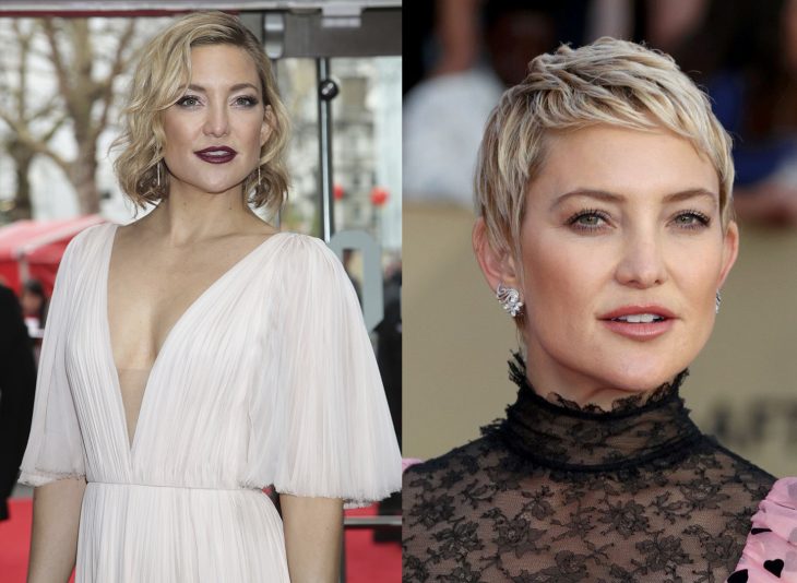 Kate Hudson mostrando sus dos cambios de cabello 