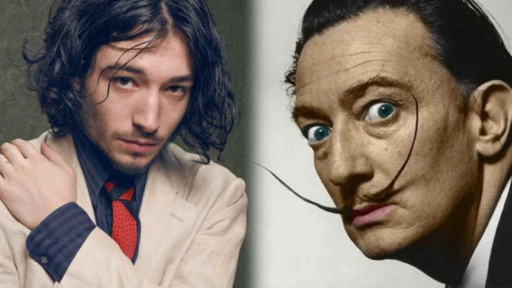 Comparación de Ezra miller con Salvador dalí para la siguiente película Dali land