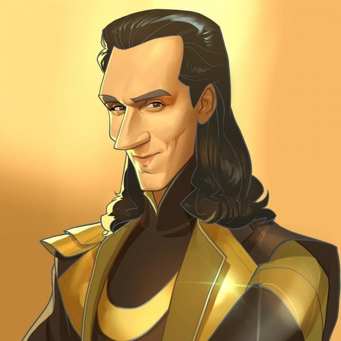 Loki imaginado como una caricatura 