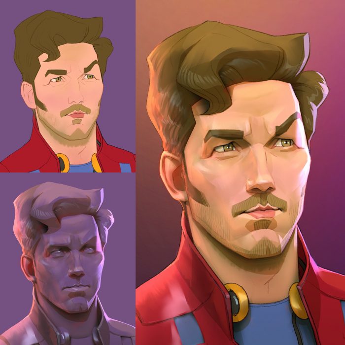 Star-Lord dibujado como una caricatura 