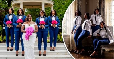 Novia rompe las reglas vistiendo a sus damas de honor con esmoquin y el resultado es ÉPICO