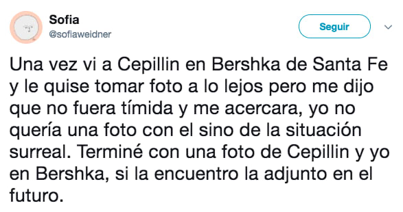 Comenatario en Twitter de personas que se toparon con un famoso en la calle 