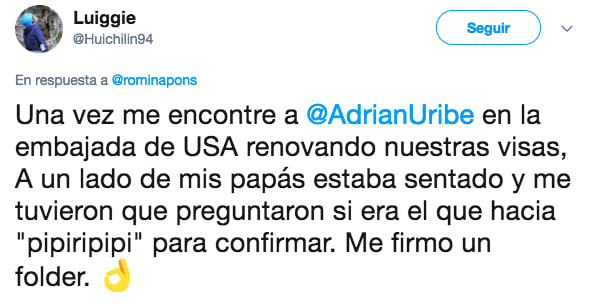 Comenatario en Twitter de personas que se toparon con un famoso en la calle 