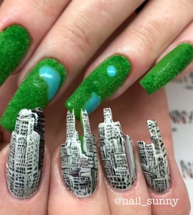 Uñas de una ciudad creadas por nail sunny 