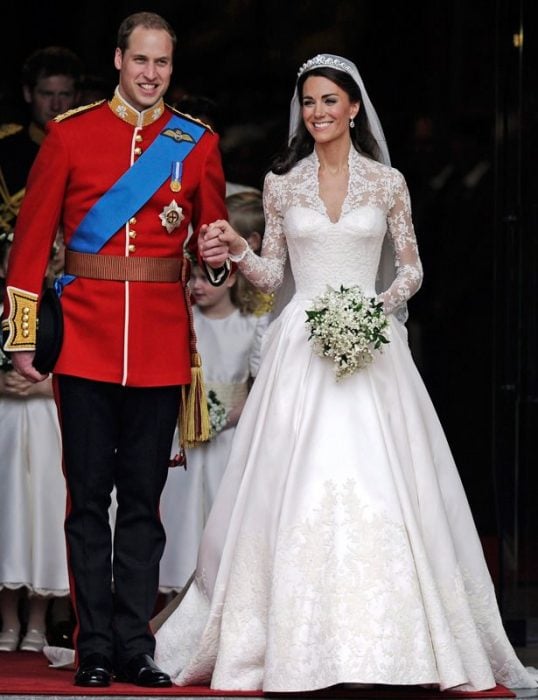 Kate Middleton y el príncipe William el día de su boda 