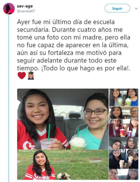 Comentario en twitter sobre la relación que una chica tenía con su madre que murió de cáncer 