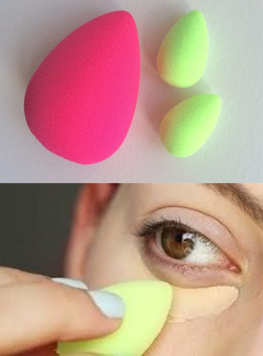 esponjas de maquillaje rosa y verde 