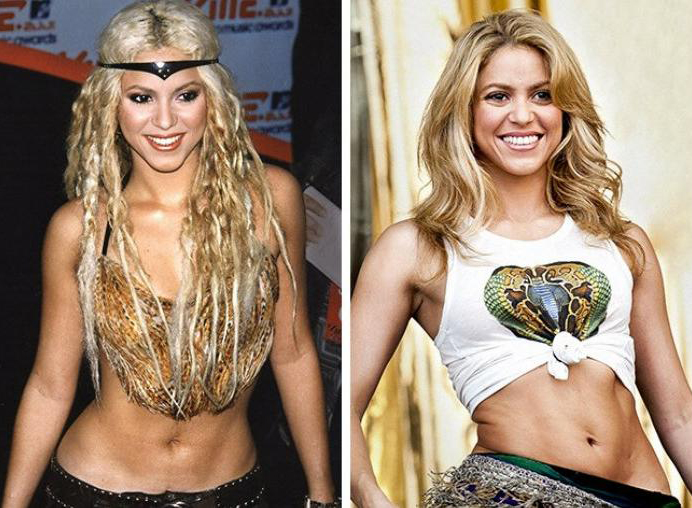 Shakira joven y actualmente 