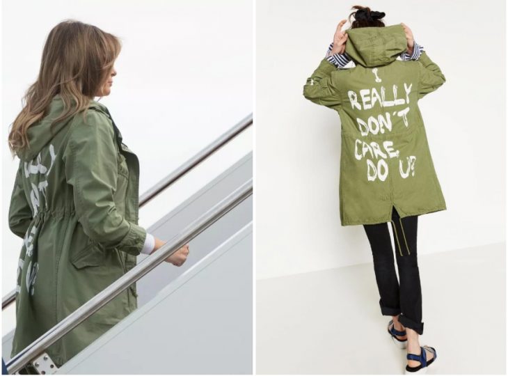 Chaqueta que Melania Trump usó en su visita a los niños de Texas 