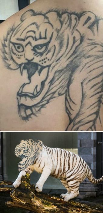 Tatuaje extraño de un tigre de bengala