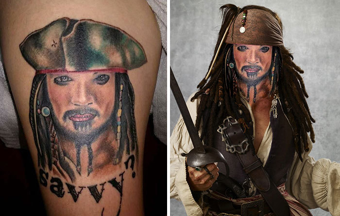 Tatuaje extraño de jack Sparrow