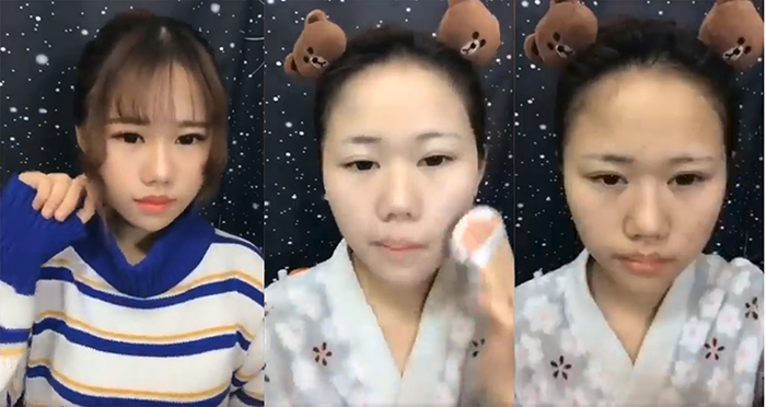 Transformacion con y sin maquillaje de chica koreana