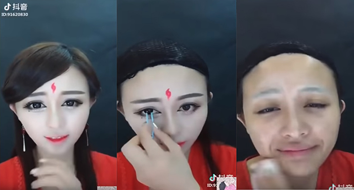 Transformacion con y sin maquillaje de chica koreana