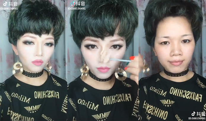 Transformacion con y sin maquillaje de chica koreana