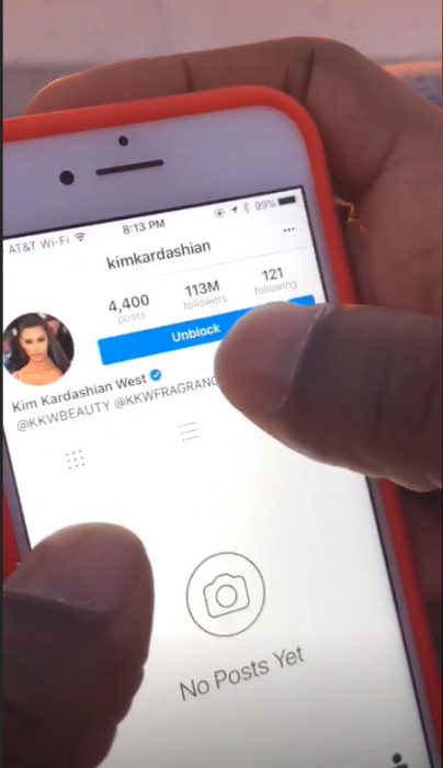 Tristan Thompson desbloquenado a kim de instagram