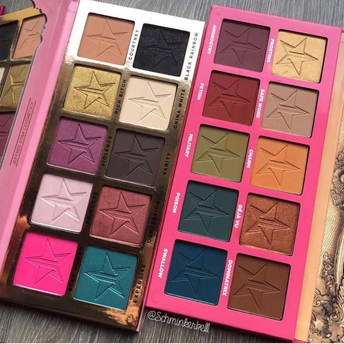 paletas de maquillaje con sombras de colores 