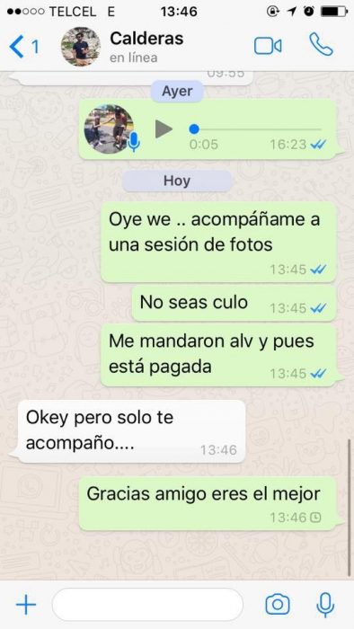 Comentario en una cuenta de Whatsapp de un amigo a otro 