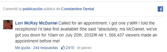 Comentarios en Facebook sobre el dentista que baila 