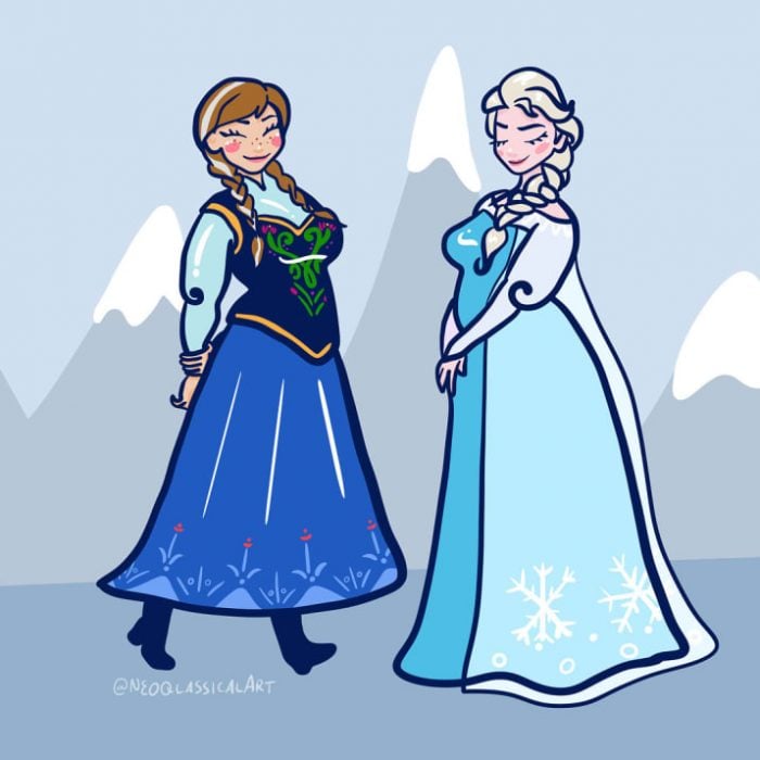 princesas con vestidos azules