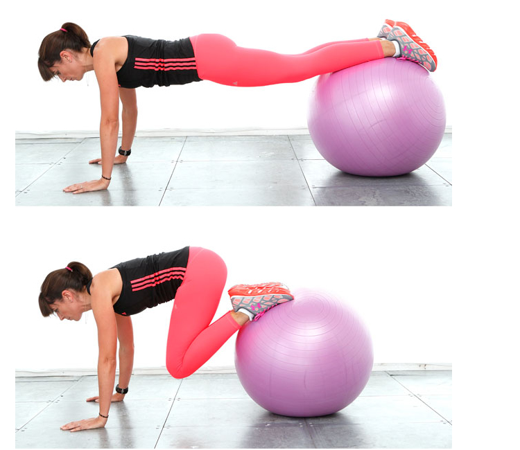 Chica haciendo ejercicio con una pelota de Yoga