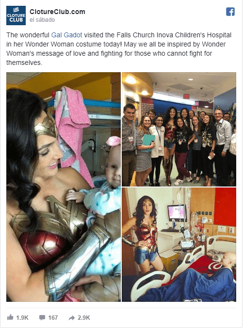 Comentarios en Twitter sobre la visita de Gal Gadot en el hospital 