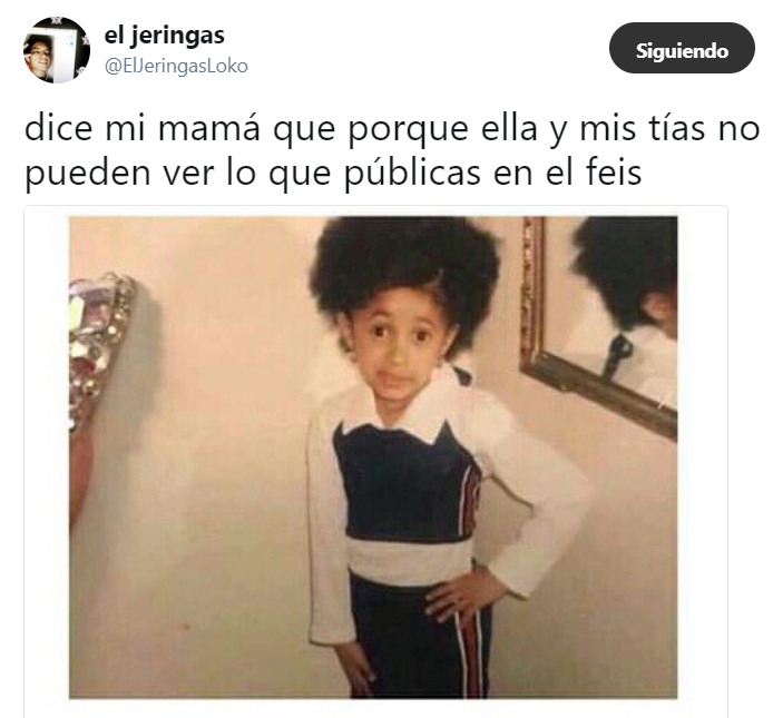 Memes cardi B de niña diciendo dice mi mamá que 