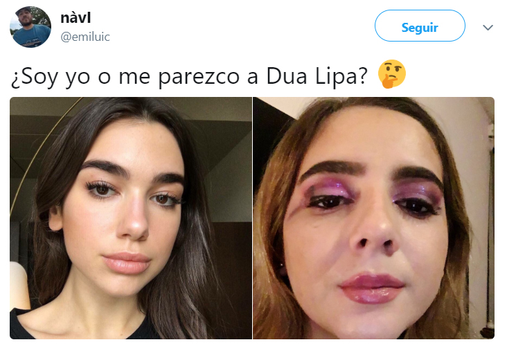 Comentarios en twitter de personas que dicen parecerse a Dua Lipa 