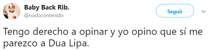 Comentarios en twitter de personas que dicen parecerse a Dua Lipa 