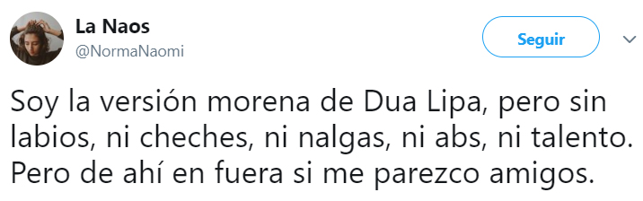 Comentarios en twitter de personas que dicen parecerse a Dua Lipa 