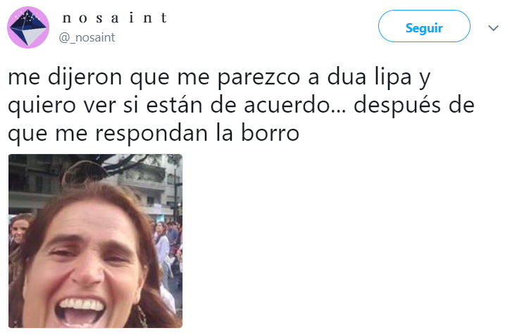 Comentarios en twitter de personas que dicen parecerse a Dua Lipa 