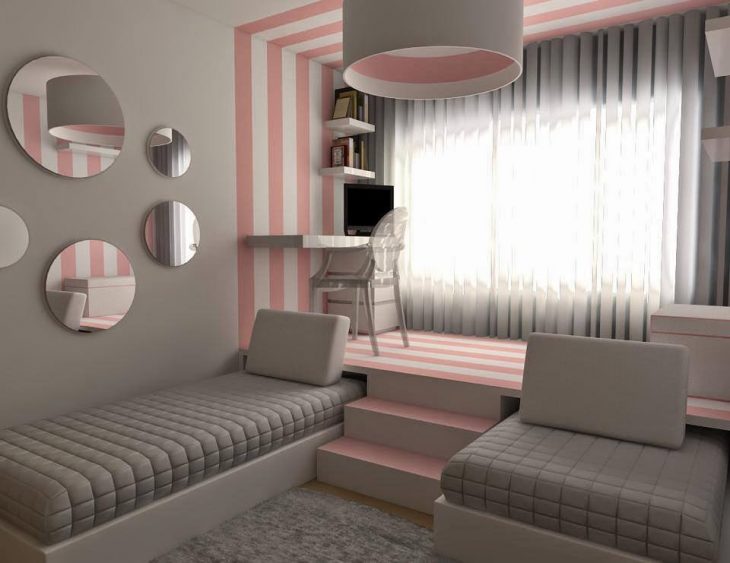 Habitación para hermanas en diferentes colores 