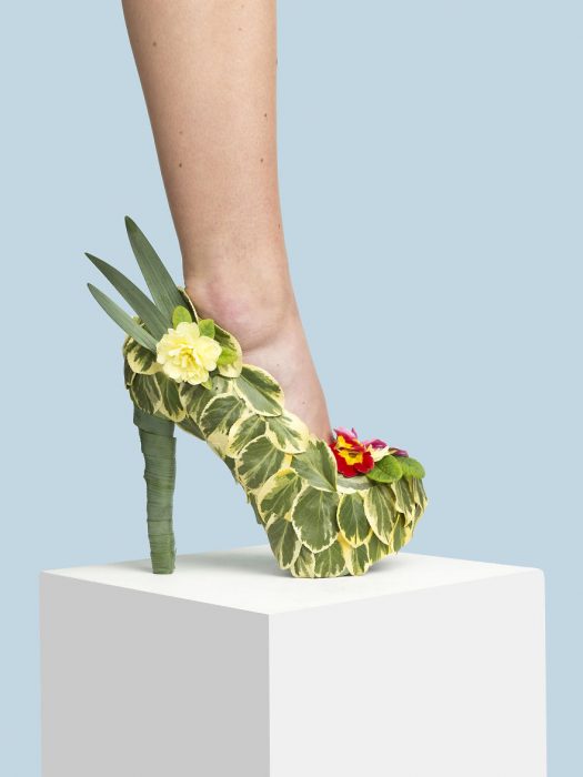 Zapatos creados con plantas