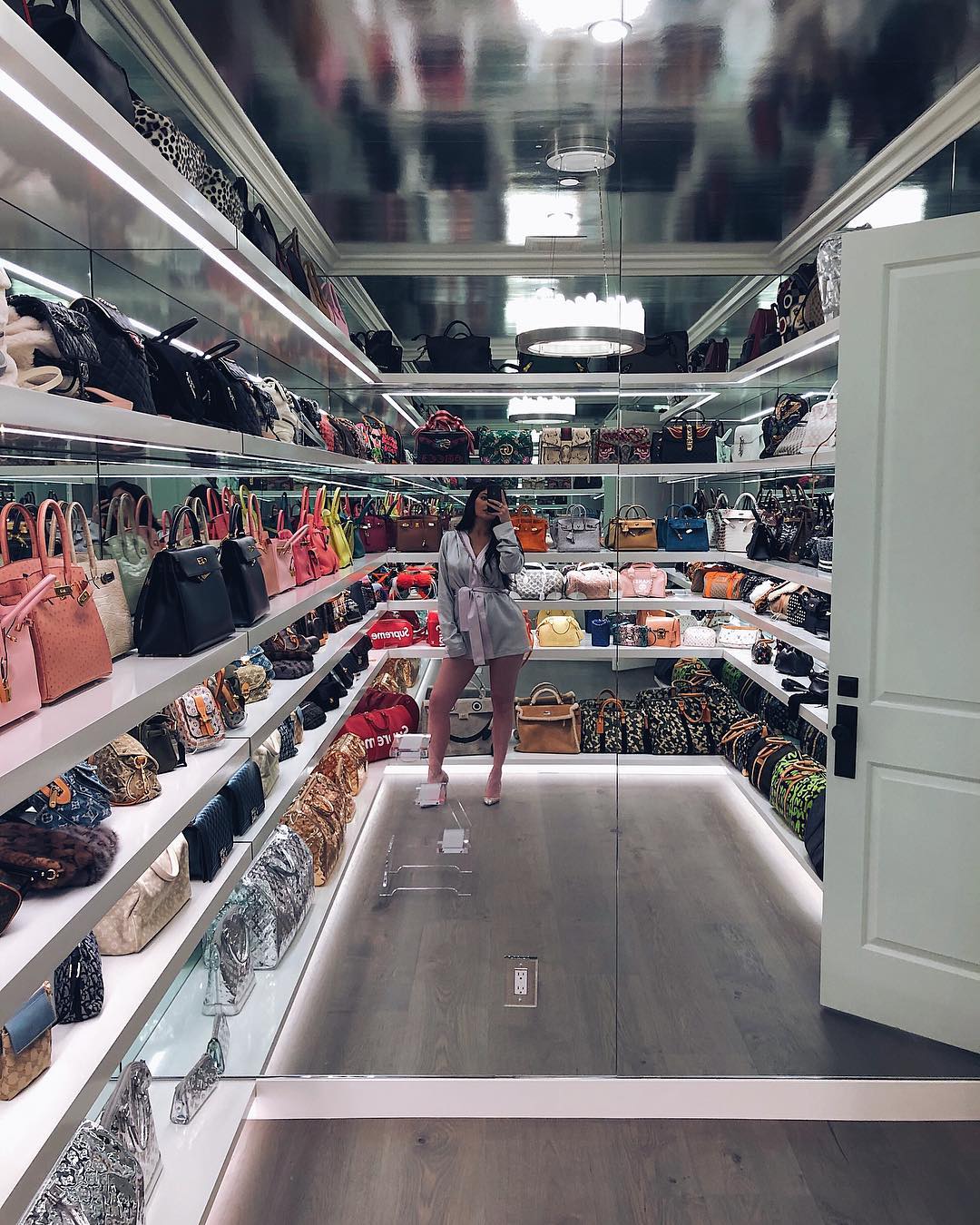 Kylie jenner en su armario de bolsos 