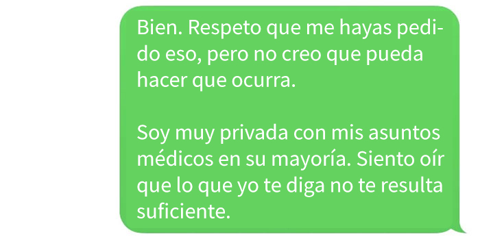 Conversación en whatsapp de un chico y una chica que le revela que tiene cáncer 