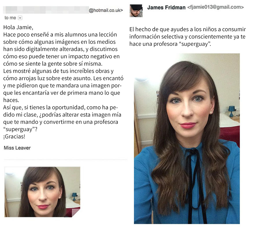 Cuenta de Email de un diseñador que cambia las fotos de personas con photoshop