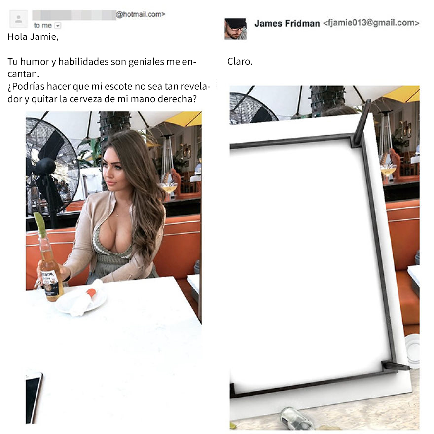 Cuenta de Email de un diseñador que cambia las fotos de personas con photoshop