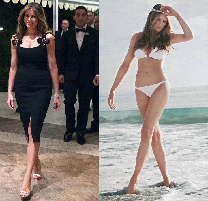 Princesa luciendo un estilo normal versus como se ve en bikini 