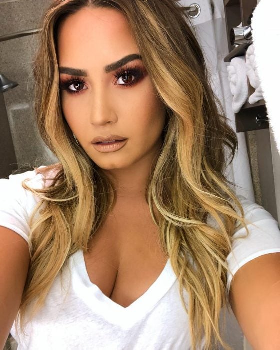 Demi Lovato tomandose una selfie 