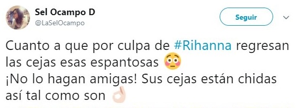 Tuit sobre ls cejas de Rihanna