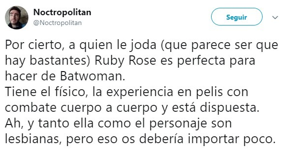 Tuit sobre Ruby Rose 